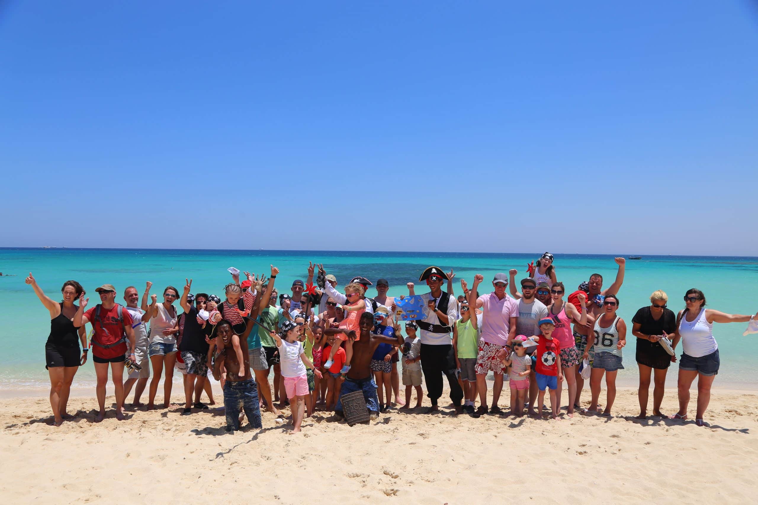 12 Guests snorkeling in Ras Mohammed National Park near Sharm El Sheikh, exploring coral reefs and marine life on the Pirates Cruise.